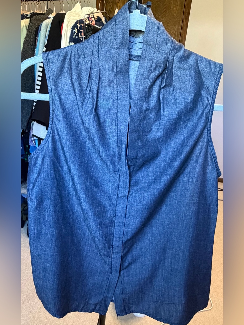 Nau Dark Grayish Blue Tencel Organic Cotton Sleeveless Blouse XS
